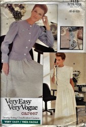 7119 EZ VOGUE SS-LS BUTTON TOP, FLARE SKIRT LENGTHS PATTERN 6-10